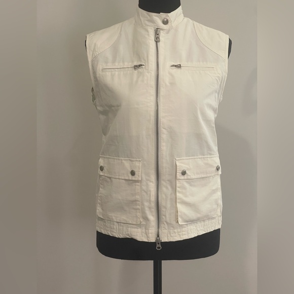 Geox Respira 6 Women's Cream‎ Sleeveless Vest w Pockets and Snaps 584 - Picture 1 of 9